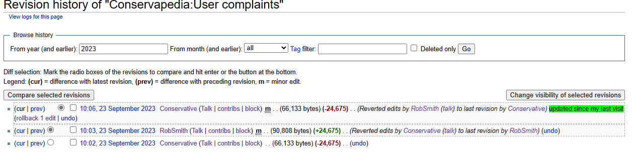 Repeated vandalism of the CP Complaints page.PNG